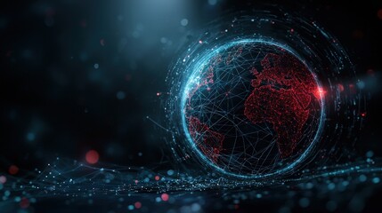 Poster - Dynamic global network visualizing data connections abstract technology digital environment futuristic concept