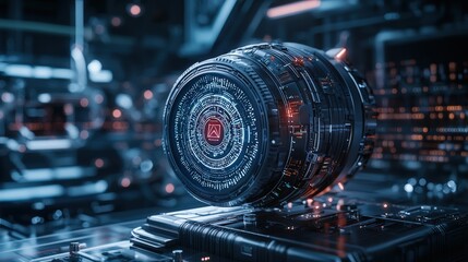 Leinwandbilder - Futuristic digital surveillance technology urban environment 3d digital art sci-fi aesthetic high-tech viewpoint