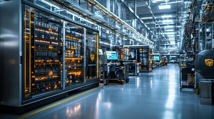 Fototapete - High-tech industrial warehouse a futuristic perspective on urban logistics hub designs and innovations