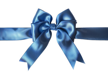 Decorative blue satin ribbon bow designed to elevate any gift or decoration isolated on transparent background