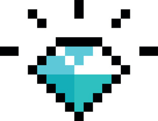 Poster - A pixelated image of a blue diamond with a white background