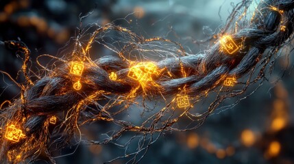 Aufkleber - Intricate braid of hair with glowing symbols fantasy world digital art mystical environment close-up view creative concept