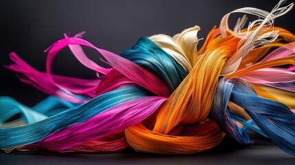 Aufkleber - Colorful ribbons dancing in the air studio photography creative space close-up artistic expression for visual impact