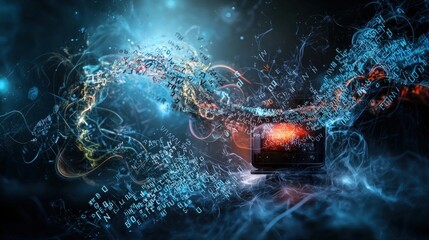 Leinwandbilder - Dynamic soundwaves emanating from radio digital space abstract art cosmic environment close-up creativity unleashed