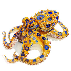 Canvas Print - A watercolor painting of Blue-Ringed Octopus, isolated on a white background. Octopus vector.