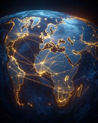 Poster - Global connectivity network mapping of earth digital visualization technology satellite view future concepts