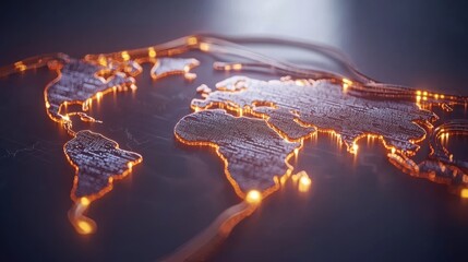 Poster - Global map visualization digital art technology dark background abstract geographical representation for seo impact