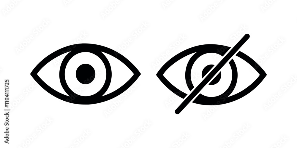 Vector Illustration Of Eye Visibility Symbol Show And Hide Eye Icon 