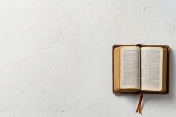 Aufkleber - A minimalist depiction of an open old book with pages curling, surrounded by subtle shading on a white canvas