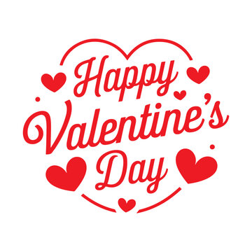 Happy Valentines Day Hand drawn text lettering for Valentines Day with hearts shape.