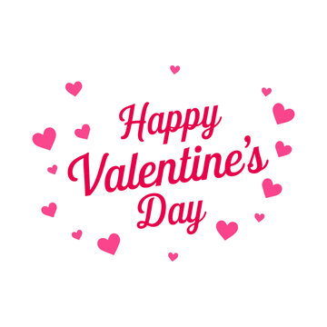 Happy Valentines Day Hand drawn text lettering for Valentines Day with hearts shape.