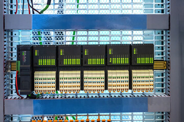 Poster - electrical equipment. programmable logic controller. industrial automation equipment. logic controll