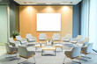 © Cahyono - A modern meeting space with chairs arranged in a circle around a central table.