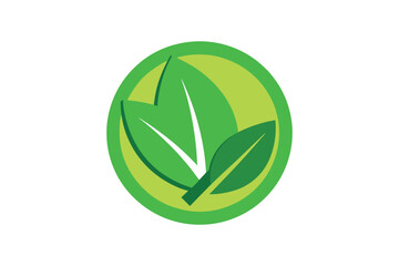 Sticker -  Eco icon green leaf vector art illustration.