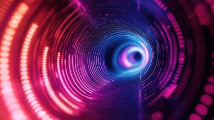 Poster - Abstract Tunnel of Purple and Blue Glowing Lights