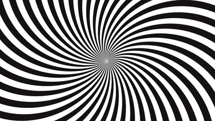Poster - abstract black and white spiral optical illusion with concentric circular patterns creating a dynami