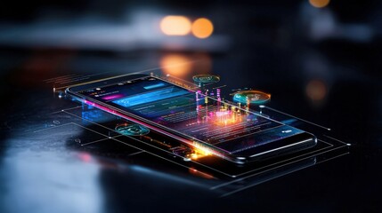 Leinwandbilder - Innovative mobile app wireframe design with optimized features for modern users in a digital environment