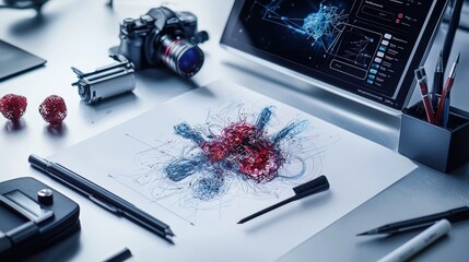 Poster - User-centered interface design creative workspace digital art modern technology aesthetic perspective innovation concept