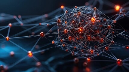 Poster - Innovative interconnected nodes representing technology digital space 3d visualization abstract concept futuristic viewpoint