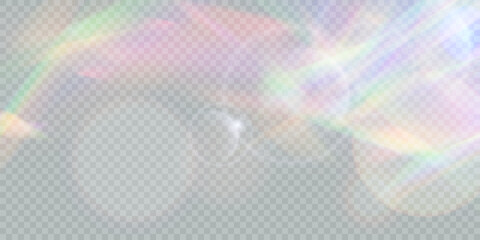 Poster - Light effect with many sparkling rainbow highlights on transparent background. Colorful bokeh and shiny background.