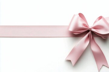 Wall Mural - Charming pink ribbon tied in a bow on a white background