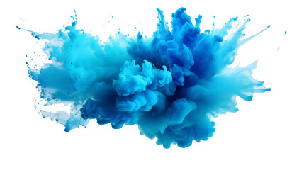 Wall Mural - blue paint color powder explosion colorful isolated on transparent background