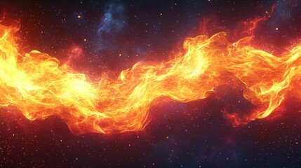 Wall Mural - A vibrant depiction of fiery energy flowing through a cosmic backdrop.