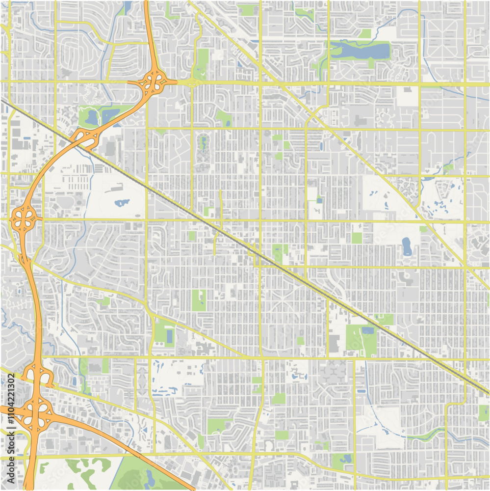 Map of Arlington Heights in Illinois in a normal road map style ...