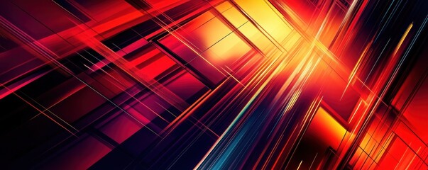 Wall Mural - A vibrant abstract composition with dynamic lines and colors creating a sense of movement.