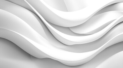 Wall Mural - Abstract White Wavy 3D Design with Smooth Curves