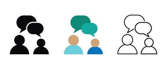 Poster - people talking icon set. line and flat style icon symbol sign. Chat, dialog bubble. Communication Icon Vector  Illustration.