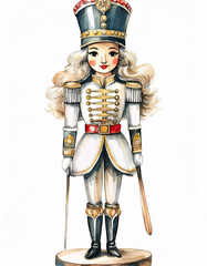 Wall Mural - A festive nutcracker soldier with a green hat and a friendly face