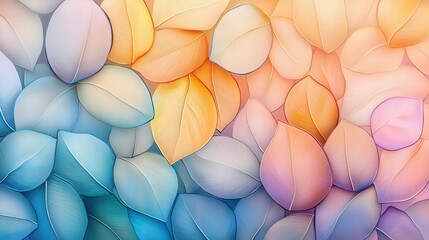 Poster - A vibrant and colorful background of abstract leaves in various shades, creating a soothing and artistic visual perfect for modern design projects.