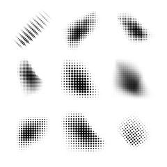 Wall Mural - Dotted halftone waves. Abstract shapes, wave effect dotted gradient. Halftone graphic dots waves. Wave dotted halftone. Vector