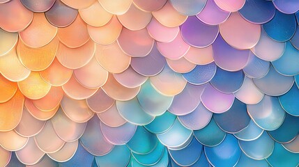 Poster - A vibrant pattern of colorful scales in shades of orange, pink, blue, and green. Perfect for backgrounds and designs that require a dynamic and lively touch.