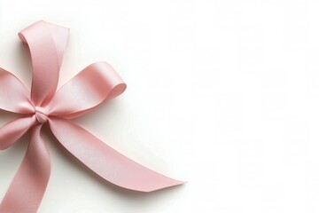 Wall Mural - Charming pink ribbon tied in a bow on a white background