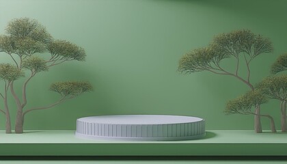 Wall Mural - minimal tree podium for product display background 3d rendering