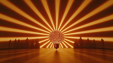 Poster - Creative Concept of Intelligent Brain with Radiating Light Effects