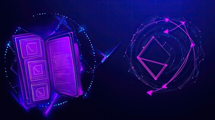  - Futuristic Digital Interface with Vibrant Neon Elements and Shapes