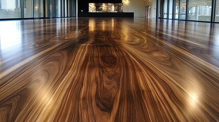 Poster - Elegant Wood Floor with Glossy Finish in Modern Interior Space
