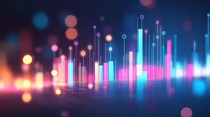 Poster - Colorful Financial Chart with Bright Lights and Abstract Backgrounds