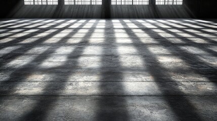 Poster - Light and Shadow Play on Concrete Floor in Industrial Space