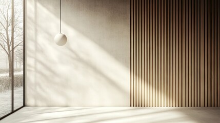 Poster - Modern Minimalist Interior with Sunlight and Wooden Accents
