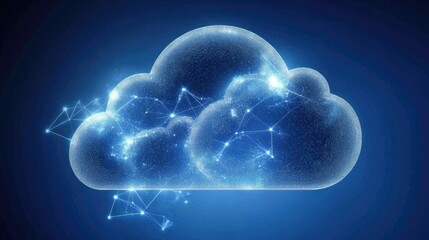 Poster - Digital Cloud Concept with Connecting Data Points and Networks