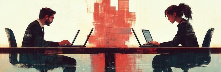 Poster - A group of young entrepreneurs collaborating on a project. Networking and startup concept