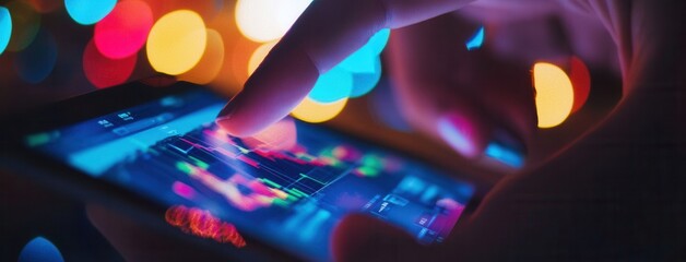 Poster - Visualizing economic growth, business analysis, and big data sciences with a financial graph. The concept of a virtual dashboard, digital marketing, and a global economy investment network in a 3D