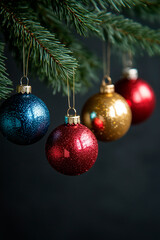 Wall Mural - traditional christmas tree balls