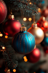 Wall Mural - traditional christmas tree balls