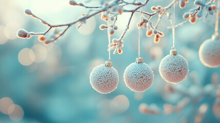 Wall Mural - christmas balls hanging on a tree