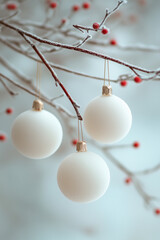 Wall Mural - christmas balls hanging on a tree